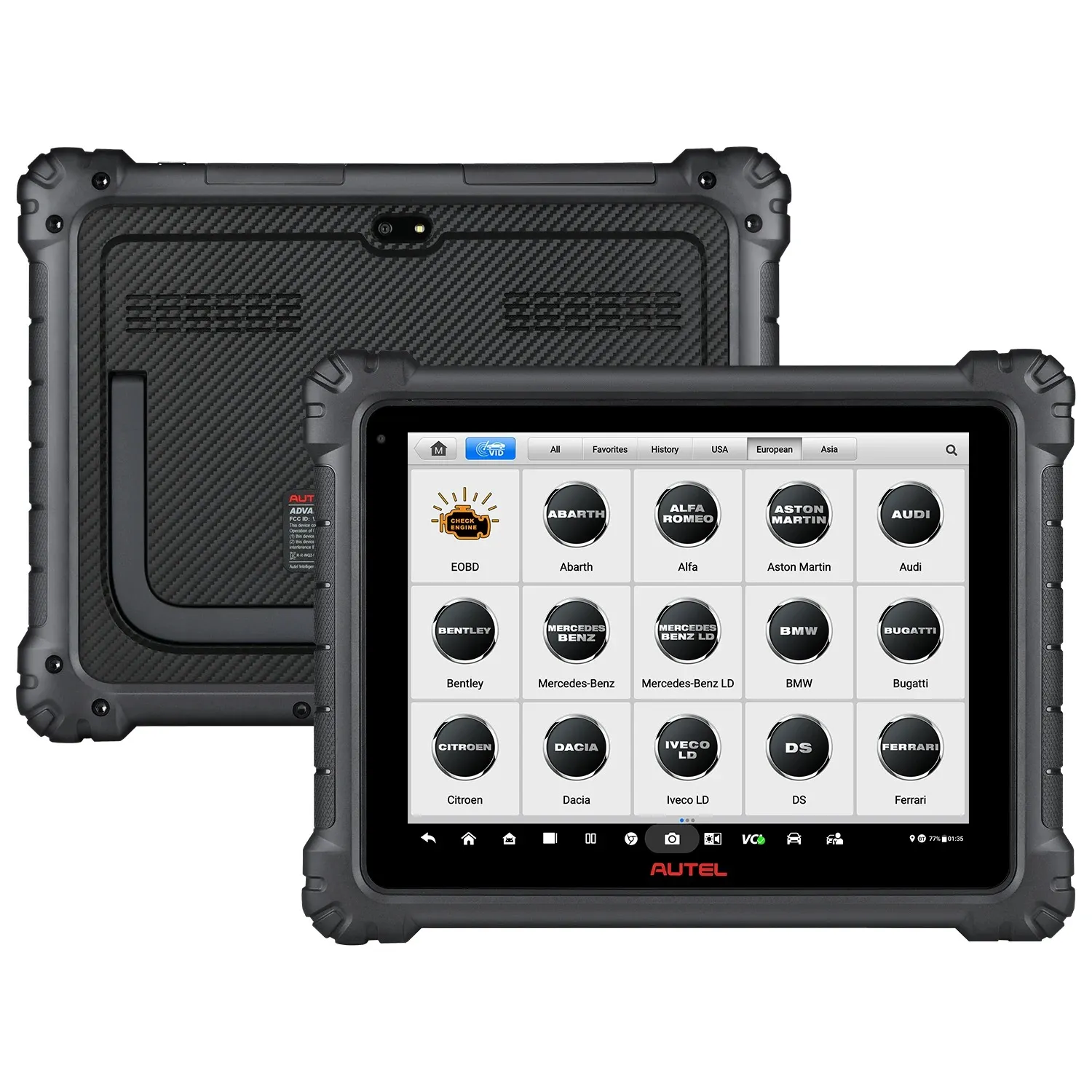 Autel MaxiSYS Ultra Lite – diagnostické rozhraní a menu
